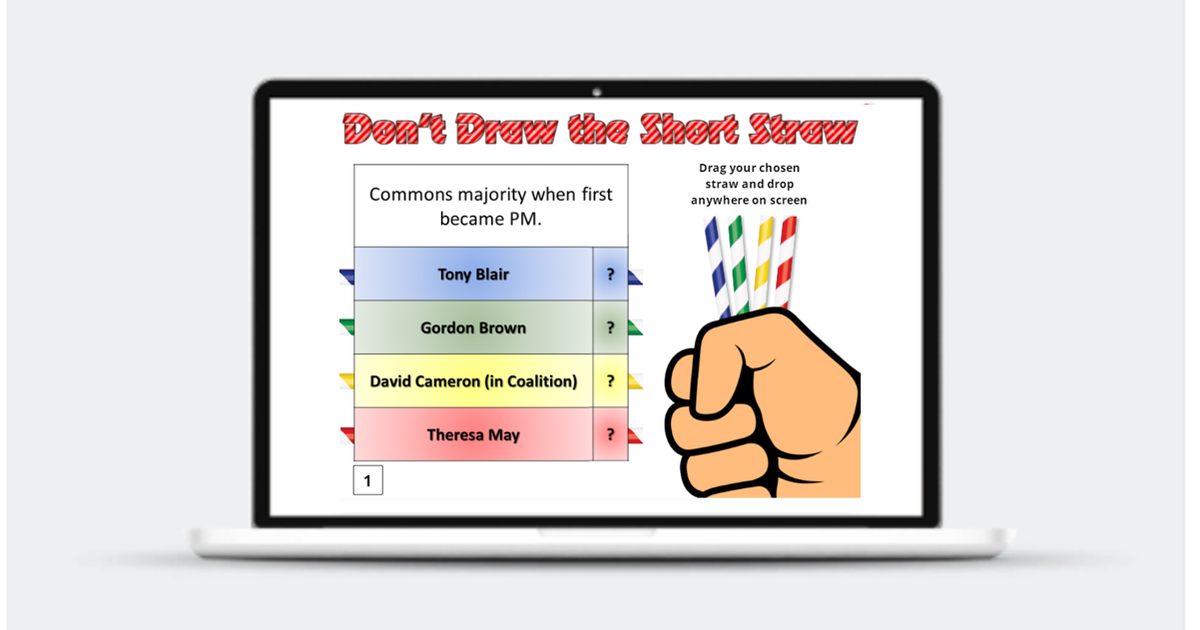 UK Prime Ministers since 1997 "Don't Draw the Short Straw" Activity