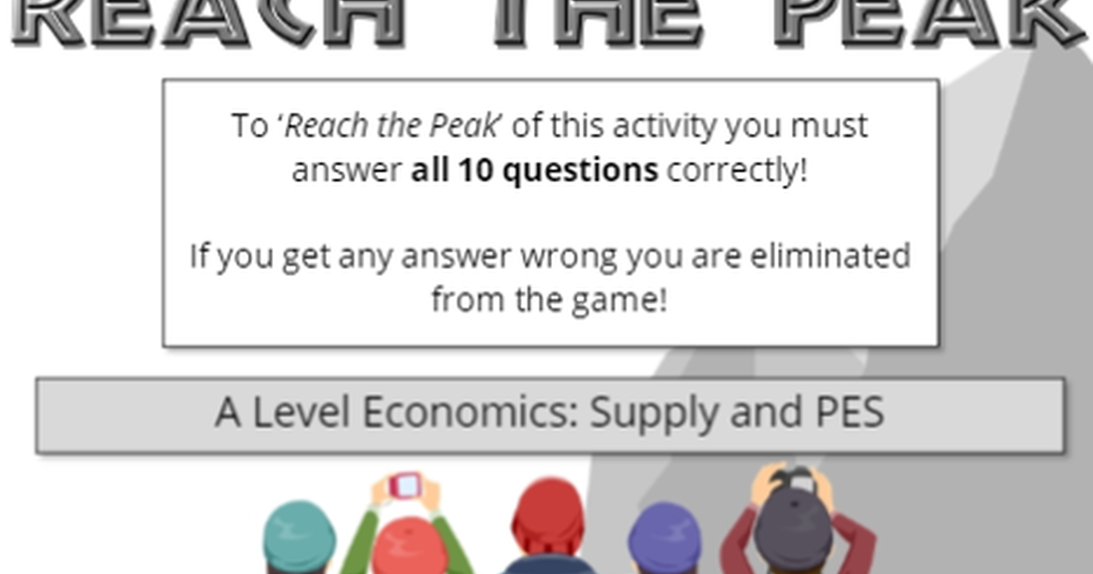 Supply and Price Elasticity of Supply "Reach the Peak" activity