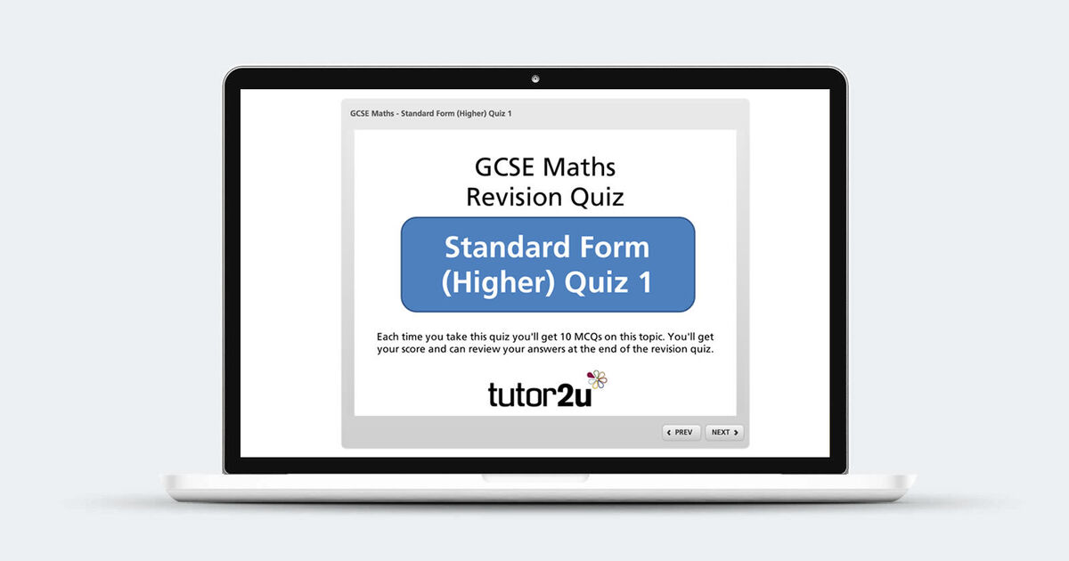 Standard Form Revision Quiz Maths tutor2u