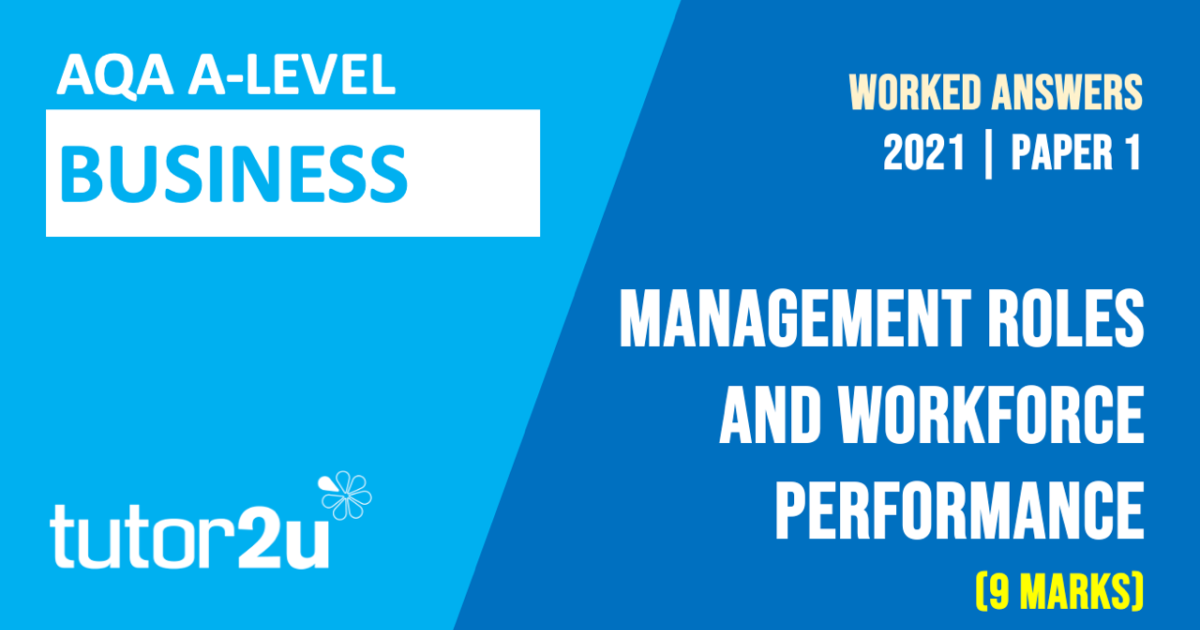 Management Roles and Workforce Performance (AQA Paper 1 2021 Q20