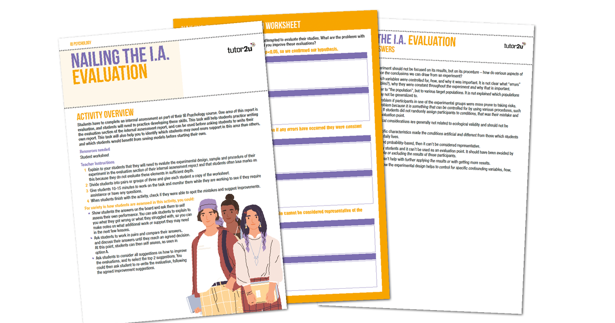 IB Diploma Psychology IA Nailing the Evaluation Psychology tutor2u