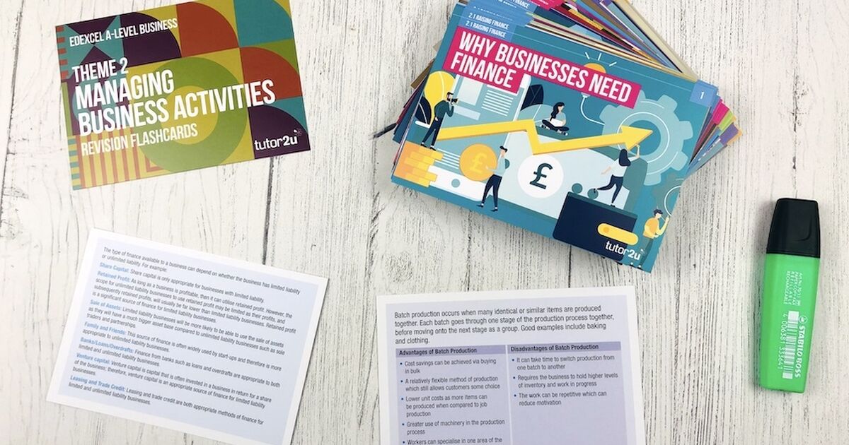 Edexcel ALevel Business Theme 2 Revision Flashcards Business tutor2u