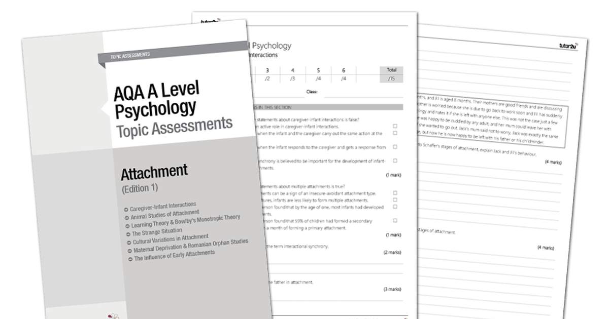 Attachment Topic Assessments For AQA A Level Psychology Edition 1 